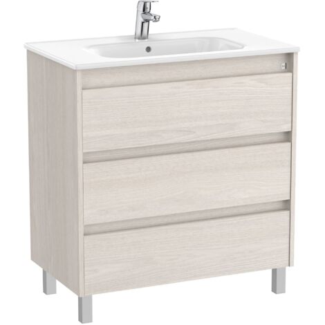 Pack Unik mueble de 3 cajones + lavabo TENET - ROCA Color: Fresno nórdico - Medidas: 785x460x740 mm
