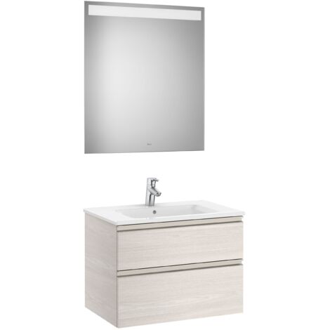 Pack (mueble base de dos cajones, lavabo central y espejo LED) THE GAP - ROCA