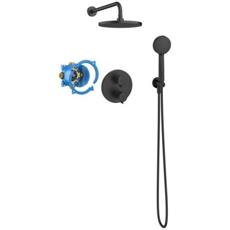 PACK DE DUCHA TERMOSTÁTICO EMPOTRADO ROCABOX T-500 NEGRO MATE