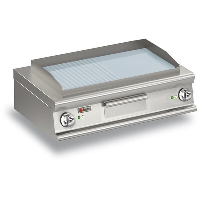 PLANCHA INOX ÉLECTRIQUE 2 zones acier lisse, à poser, 6000 W, 400 V