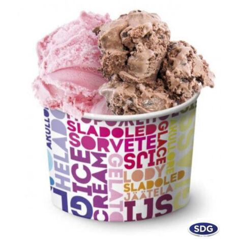 Pot à Glace Carton Texte Coloré 135 ml - SDG Lot de 1680 (1/3)