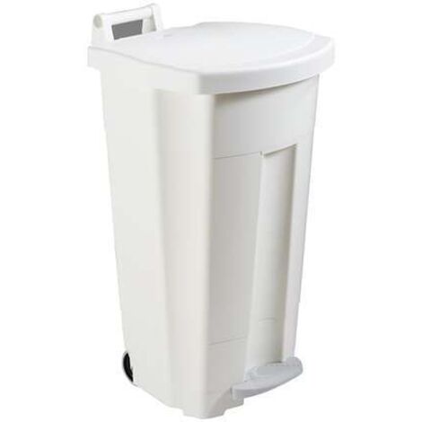 Poubelle Mobile à Pédale Plastique 90L Blanc - Rossignol Professonnel (1/3)