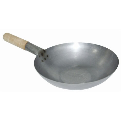 Wok en Acier Doux Fond Plat 330 mm - Vogue