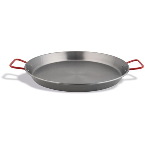 Poêle Paella en acier au carbone prêt pour l'induction avec poignées rouges - Pujadas