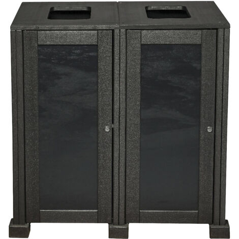 Station de Tri Sélectif en Matière Recyclée - 2 Flux - Noir Carbone - Probbax (1/2)
