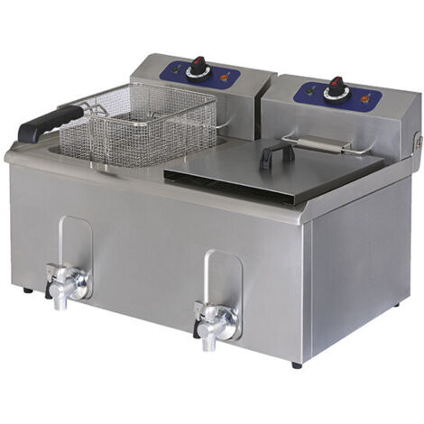 Friteuse Professionnelle Électrique de Table avec Robinet de Vidange, Capacité de l'Huile 10 ou 20 Litres - Virtus