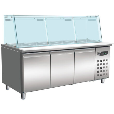 Saladette Réfrigérée avec 3 Portes et Vitrine 5 Bacs GN 1/1 - Combisteel (1/2)