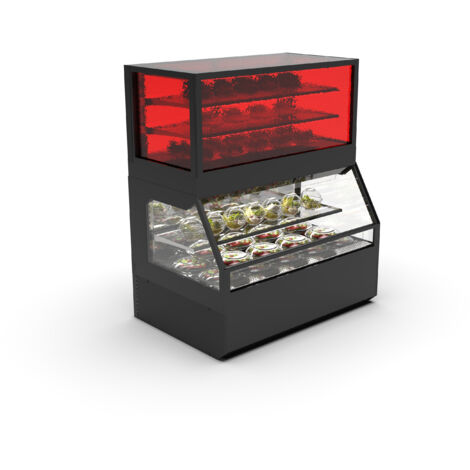 Vitrine Murale Série Integra Combi - Module Supérieur en Version Chaud et Module Inférieur en Version Froid - 3 Etagères - Sayl (1/4)