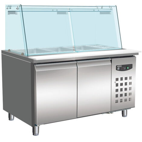 Saladette Réfrigérée avec 2 Portes et Vitrine - 3 Bacs GN 1/1 et 3 Bacs GN 1/6 - Combisteel (1/2)