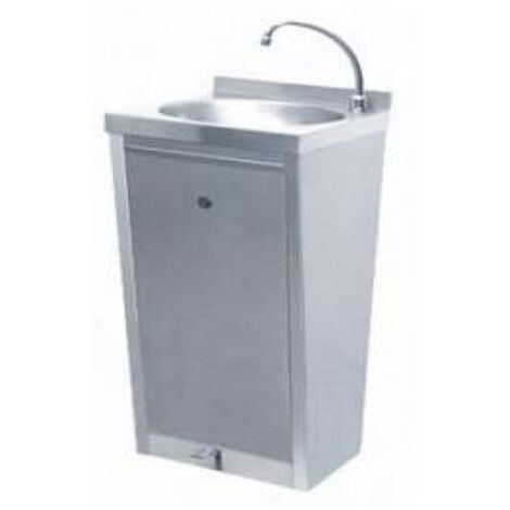 Lave Mains Inox sur Pied à Pédales Evier Rond avec Robinet (1/3)