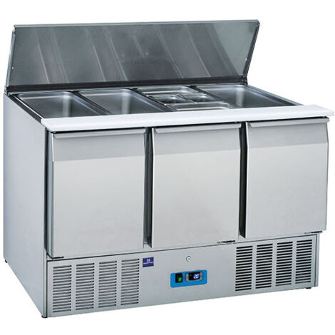 Saladette Avec 3 Portes GN 1/1 Et Couvercle, 12X GN 1/3 H 150 mm, 0°/+8°C - Mastro (1/2)