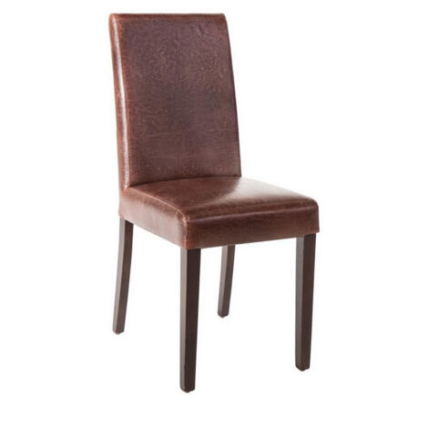 Chaise Dossier Haut en Simili Cuir Marron Foncé - Lot de 2 - Bolero (1/5)