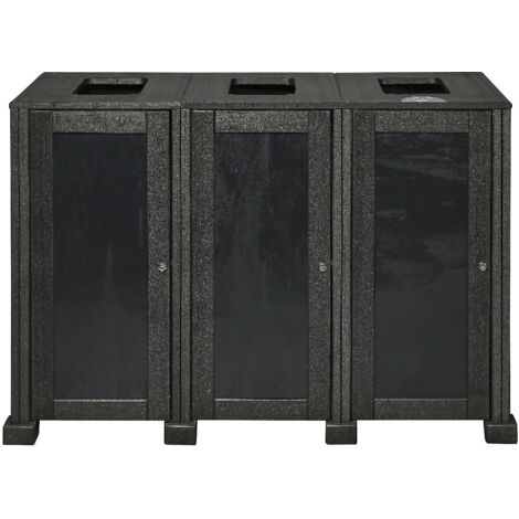 Station de Tri Sélectif en Matière Recyclée - 3 Flux - Noir Carbone - Probbax (1/4)