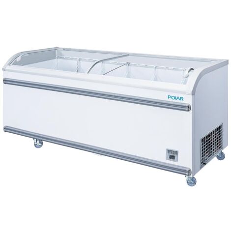 Polar – Vitrine réfrigérée négative libre-service 700L – Largeur 2004mm – Système de refroidissement statique silencieux – Portes coulissantes inclinées (1/2)