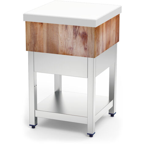 Billot de Boucher Inox en Bois et Polyéthylène Blanc - Fricosmos (1/3)