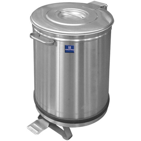 Poubelle En Inox Sur Roues Avec Commande à Pédale, 50 Litres - Mastro (1/2)