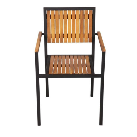 Fauteuil en Acier & Bois d'Acacia - Lot de 4 - Bolero (1/5)