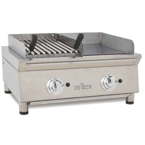 Frytop à Gaz en Acier Chromé + Barbecue à Gaz 35 cm - Arilex (1/3)