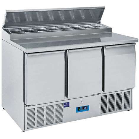 Saladette Avec 3 Portes GN 1/1, 8X GN 1/6 H 150 mm, 0°/+8°C - Mastro