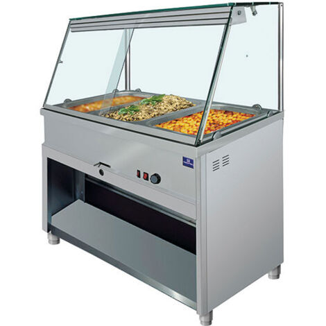 Comptoir Bain-marie 5X GN 1/1 Avec Vitre Vertical, +30°/+90°C - Mastro