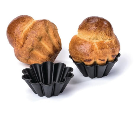 Moules à Mini Brioche Anti-Adhésifs 75mm Lot de 12 Matfer (1/2)