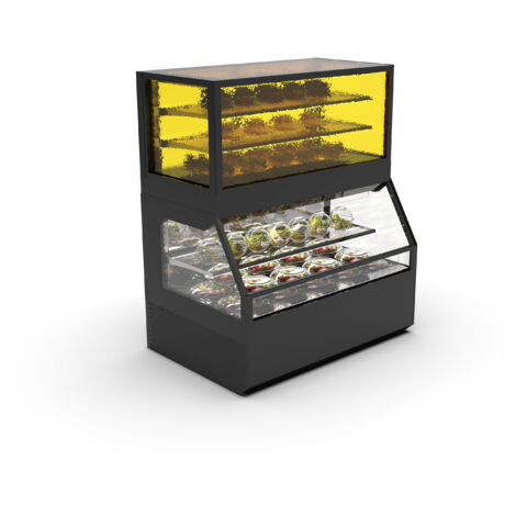 Vitrine Murale Série Integra Combi - Module Supérieur Version Neutre et Module Inférieur en Version Froid - 2 Etagères - Sayl (1/4)