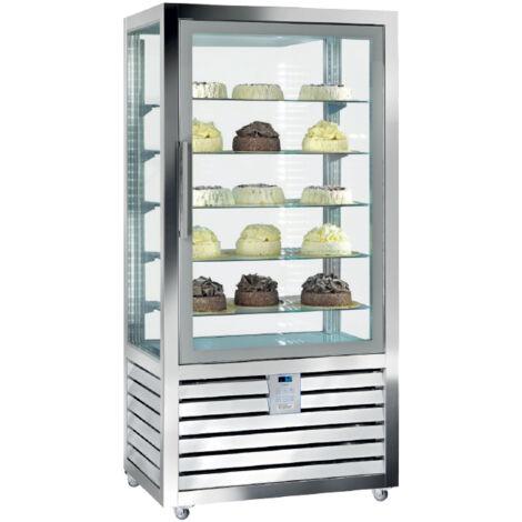 VITRINE POSITIVE VENTILÉE - 3 PORTES - 10 ÉTAGÈRES VERRE + 6 ÉTAGÈRES TOURNANTES - 1388 L - Isotech (1/2)