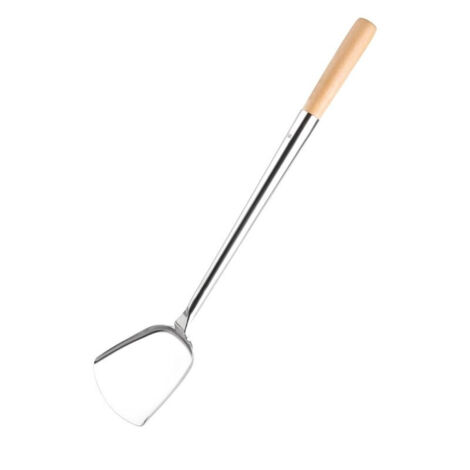 Spatule professionnelle wok en inox manche en bois Vogue - 460 mm (1/2)