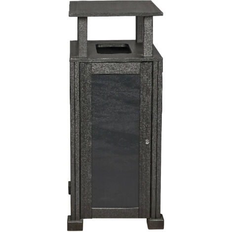 Station de Tri Sélectif en Matière Recyclée - 1 Flux avec Toit - Noir Carbone - Probbax (1/3)