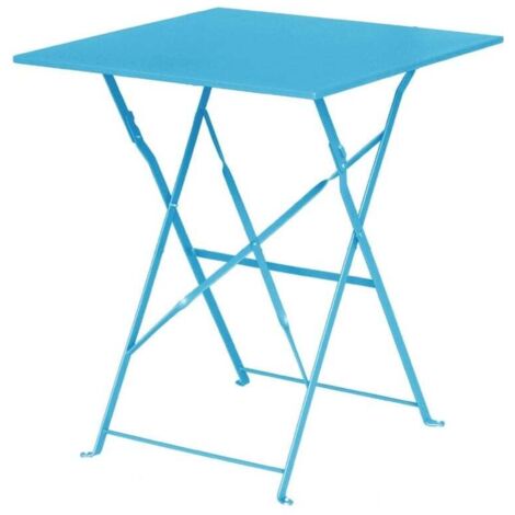 Table de Terrasse Bleu Turquoise en Acier Carrée 600 mm - Bolero (1/4)