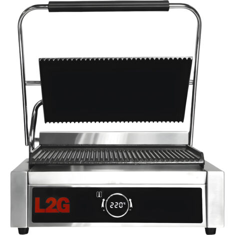 GRILL PANINI 1 PLAQUE RAINUREE DESSUS/DESSOUS EN FONTE - L2G