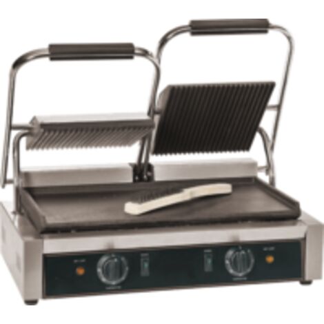 GRILL PANINI DOUBLE RAINURE DESSUS/DESSOUS EN
