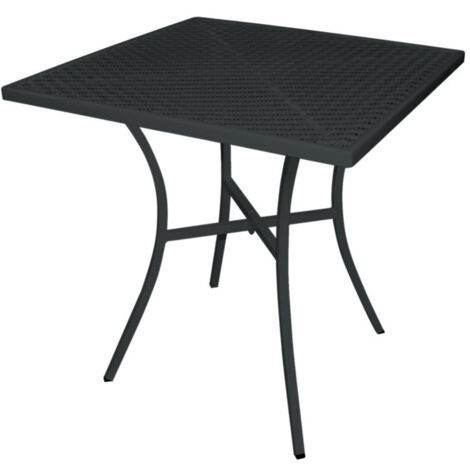 Table Bistro Carrée Noire 70 cm en Acier Ajouré - Bolero (1/5)