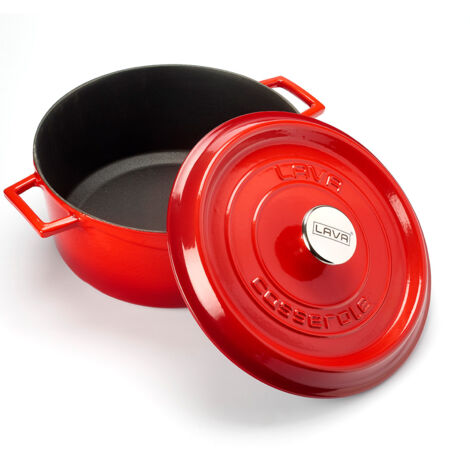 Cocotte Poêle à Frire LAVA en Fonte Rouge - Ø 24 cm - Combisteel (1/3)