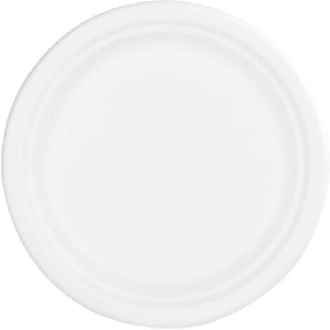 Assiette ronde blanche en canne à sucre Ø 22 cm - 800 unités - Betik