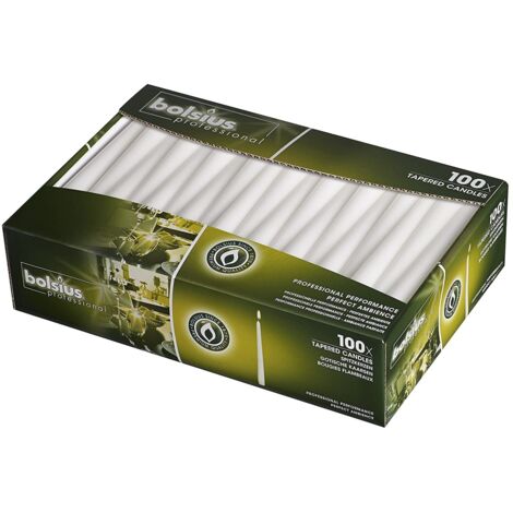 Bougies de table Bolsius Szpica 240/23, 100 pièces, blanches (1/2)