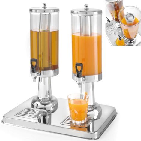 Distributeur double pour jus, boissons fraîches, 2 x 3L