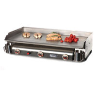 Plancha à gaz 3 feux inox 81x48.5cm – Plaque 5mm pour cuisson directe – Fabrication française – Montée en température rapide – Plancha Tonio