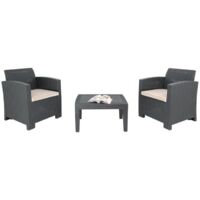 Ensemble Fauteuils et Table en Rotin Gris - Bolero