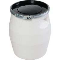 Fût 100 L + genouillère métal + couvercle - blanc - Gilac
