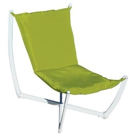 Moia SDFP 39V - Poltrona sospesa da giardino, struttura in ferro verniciato, seduta imbottita verde mela, tessuto resistente a sole e pioggia, dimensioni 70×90×85 cm, facile da montare, ideale per est