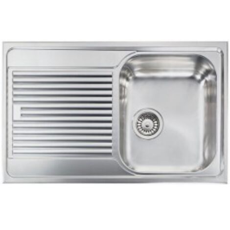 CM Zenith Plus 011251DCSSP - Lavello da incasso 1 vasca + gocciolatoio sinistro, Acciaio inox satinato, 79x50 cm, da incasso, Inox satinato (1/5)