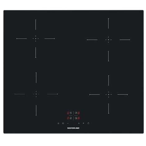 Silverline IH5445B01 Piano Cottura Induzione 4 Fuochi 60 cm Vetro schott colore Nero