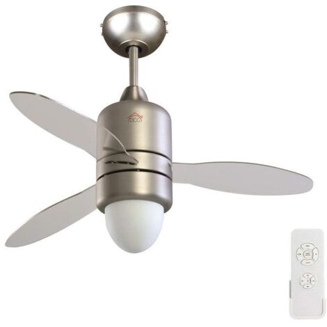 DCG VECRD65TL - Ventilatore a soffitto, diametro 107 cm, 3 velocita', 3 pale trasparenti, luce integrata, telecomando, 60 W, Trasparente