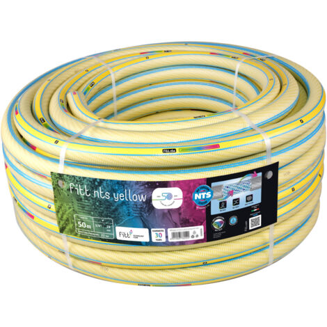 FITT NTS YELLOW 3/4" (19 mm) 50m – Tubo Giardino Flessibile e Robusto Made in Italy Struttura Innovativa Rinforzata NTS Senza Torsioni Resistenza UV Abrasione Temperature estreme