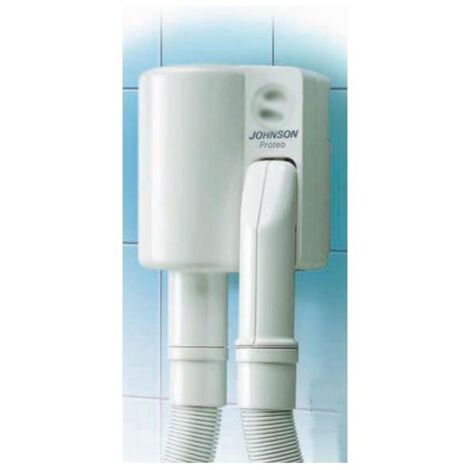 Johnson SUITE - Asciugacapelli da parete 800 W, motore AC, 1 velocita' e temperatura, nessun colpo d'aria fredda, nessun accessorio, 610 mm H × 130 × 90 mm, cavo integrato, Bianco