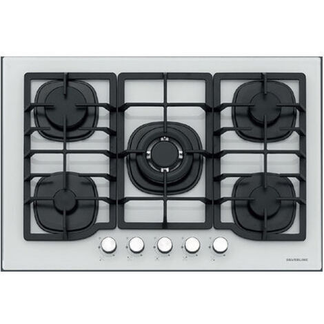 Silverline piano cottura gas 5 fuochi incasso 75 cm vetro Bianco wok CS5405W01