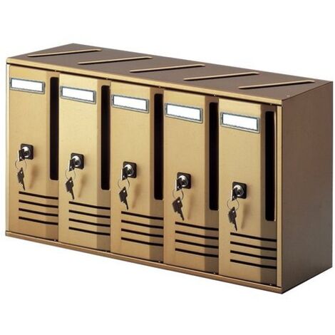 CASSETTA POSTALE CONDOMINIO MOD. CUBO IN ALLUMINIO COLOR BRONZO 5 POSTI