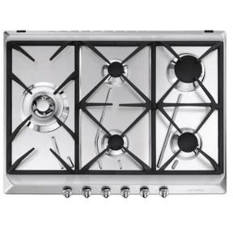 Smeg SRV575GH5 Estetica Contemporanea Piano Cottura a Gas 5 Fuochi Griglie in Ghisa 75 cm Acciaio Inox