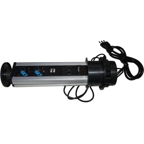 Link Multipresa a Scomparsa con 2 Porte Alimentazione Ita-Schuko 2 Porte Usb + 1 Rj45 + 1 Rj11 + 1 Hdmi Femmina
